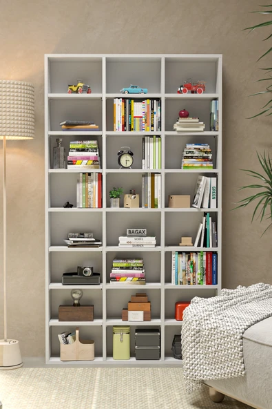 BAGAX Çok Raflı Kitaplık Kütüphane Raflı Dekoratif Kitaplık Geniş Kitaplık - Resim 3