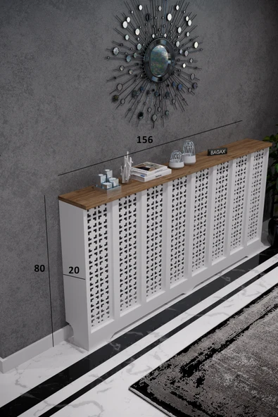 BAGAX Truva Model, Beyaz Üstü Çam Renk,iç Ölçü 156 Cm Dış Ölçü 160 Cm Petek Kaplama, Dresuar ürün görseli