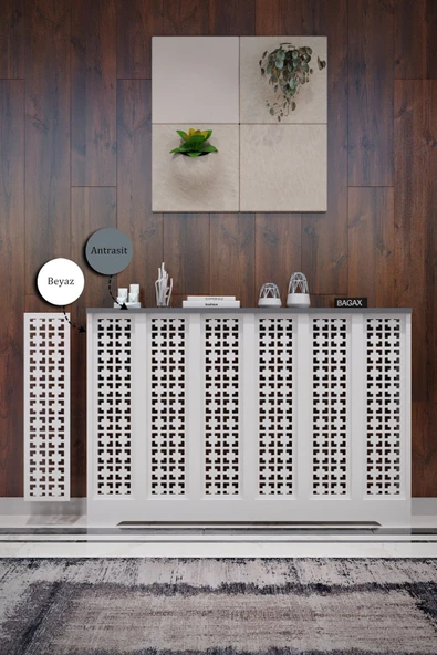 BAGAX Truva Model, Beyaz Üstü Antrasit Renk,iç Ölçü 116 Cm Dış Ölçü 120 Cm Petek Kaplama, Dresuar ürün görseli