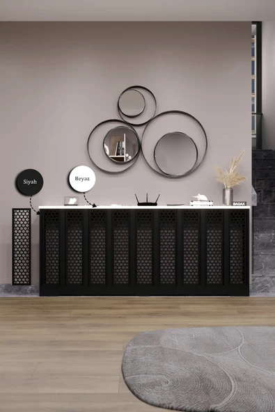 BAGAX Bodrum Model, Siyah Üstü Beyaz Renk,iç Ölçü 176 Cm Dış Ölçü 180 Cm Petek Kaplama, Dresuar - Resim 2