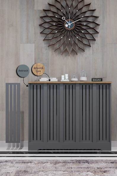 BAGAX Efes Model, Antrasit Üstü Çam Renk,iç Ölçü 96 Cm Dış Ölçü 100 Cm Petek Kaplama, Dresuar ürün görseli