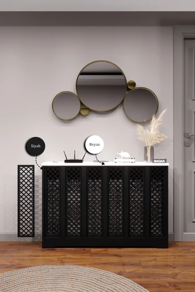 BAGAX Zeugma Model, Siyah Üstü Beyaz Renk,iç Ölçü 116 Cm Dış Ölçü 120 Cm Petek Kaplama, Dresuar - Resim 2