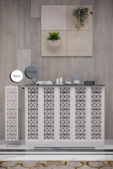 BAGAX Karatay Model, Beyaz Üstü Antrasit Renk,iç Ölçü 96 Cm Dış Ölçü 100 Cm Petek Kaplama, Dresuar ürün görseli