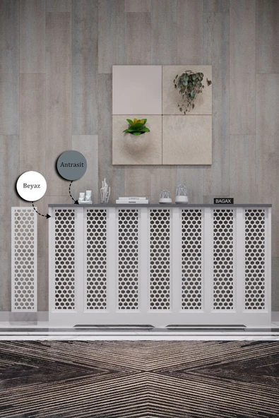 BAGAX Bodrum Model, Beyaz Üstü Antrasit Renk,iç Ölçü 136 Cm Dış Ölçü 140 Cm Petek Kaplama, Dresuar ürün görseli