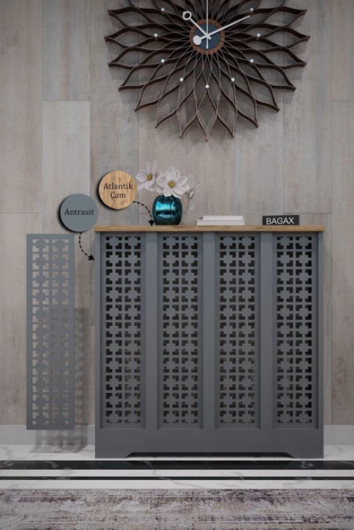 BAGAX Truva Model, Antrasit Üstü Çam Renk,iç Ölçü 76 Cm Dış Ölçü 80 Cm Petek Kaplama, Dresuar ürün görseli