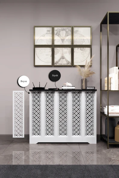 BAGAX Pera Model, Beyaz Üstü Siyah Renk,iç Ölçü 96 Cm Dış Ölçü 100 Cm Petek Kaplama, Dresuar - Resim 2