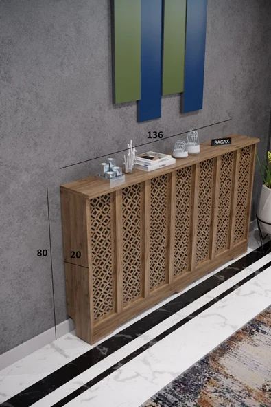 BAGAX Pera Model, Çam Renk,iç Ölçü 136 Cm Dış Ölçü 140 Cm Petek Kaplama, Dresuar - Resim 2