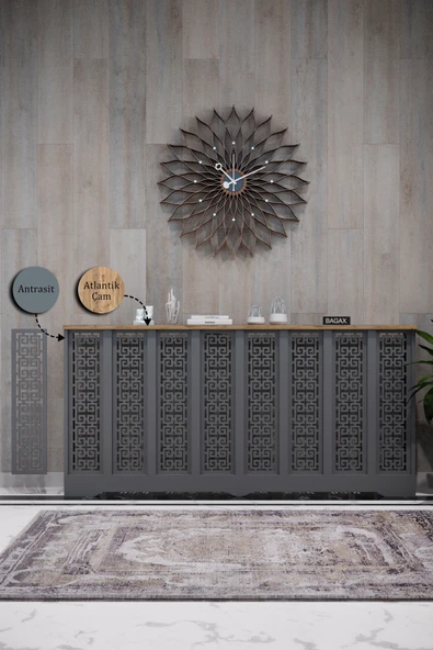 BAGAX Karatay Model, Antrasit Üstü Çam Renk,iç Ölçü 156 Cm Dış Ölçü 160 Cm Petek Kaplama, Dresuar ürün görseli