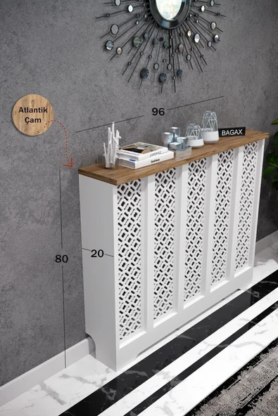 BAGAX Pera Model, Beyaz Üstü Çam Renk,iç Ölçü 96 Cm Dış Ölçü 100 Cm Petek Kaplama, Dresuar - Resim 2