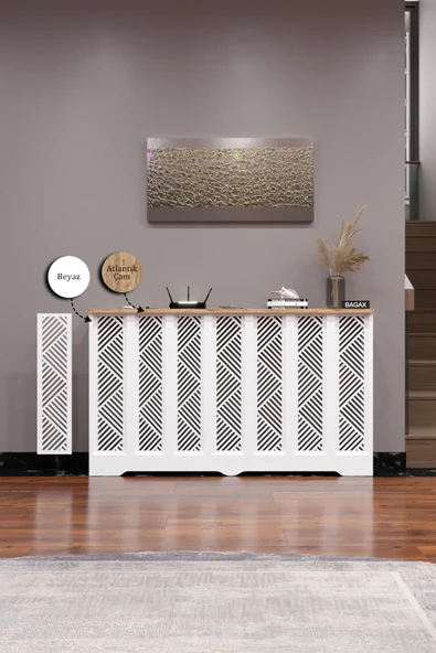 BAGAX Gordion Model, Beyaz Üstü Çam Renk,iç Ölçü 136 Cm Dış Ölçü 140 Cm Petek Kaplama, Dresuar - Resim 2