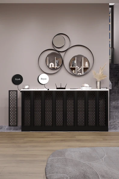 BAGAX Bodrum Model, Siyah Üstü Beyaz Renk,iç Ölçü 156 Cm Dış Ölçü 160 Cm Petek Kaplama, Dresuar - Resim 2