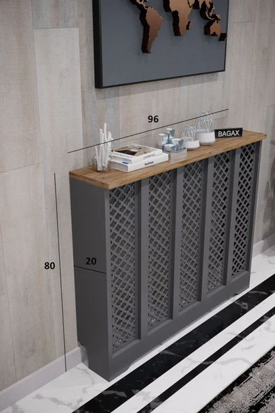 BAGAX Zeugma Model, Antrasit Üstü Çam Renk,iç Ölçü 96 Cm Dış Ölçü 100 Cm Petek Kaplama, Dresuar - Resim 2