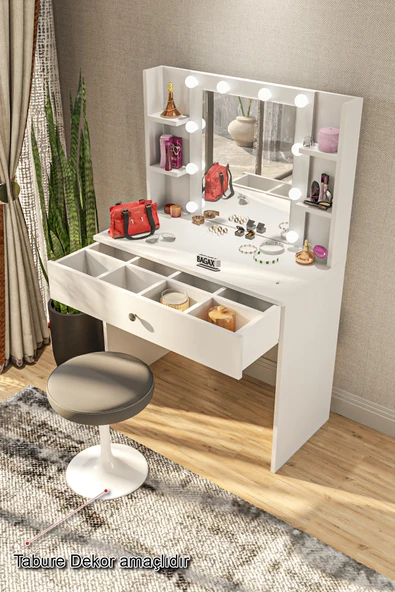 BAGAX Modern Makyaj Masası Aynalı Makyaj Masası Raflı ürün görseli