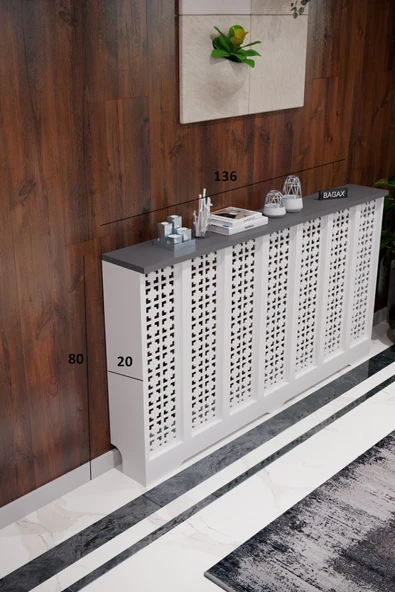 BAGAX Truva Model, Beyaz Üstü Antrasit Renk,iç Ölçü 136 Cm Dış Ölçü 140 Cm Petek Kaplama, Dresuar - Resim 2