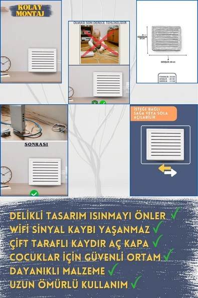 ENDLESS SHOPPİNG Çizgili Desen Modem/sigorta Saklama Kutusu, 40cm X 33cm - Resim 3