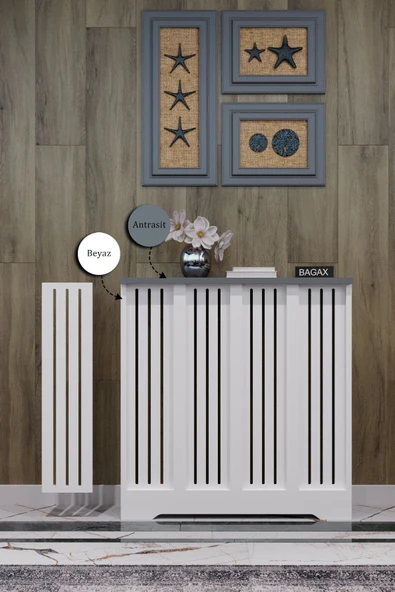 BAGAX Efes Model, Beyaz Üstü Antrasit Renk,iç Ölçü 76 Cm Dış Ölçü 80 Cm Petek Kaplama, Dresuar ürün görseli