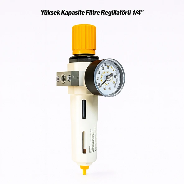 Yüksek Kapasite 1/4'' Filtre Regülatör Pnömatik Hava Temizleme Basınç Ayar Cihazı Kompresör - Resim 2