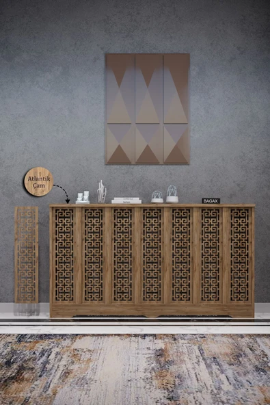 BAGAX Karatay Model, Çam Renk,iç Ölçü 136 Cm Dış Ölçü 140 Cm Petek Kaplama, Dresuar ürün görseli