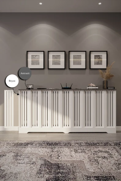 BAGAX Efes Model, Beyaz Üstü Antrasit Renk,iç Ölçü 176 Cm Dış Ölçü 180 Cm Petek Kaplama, Dresuar - Resim 3