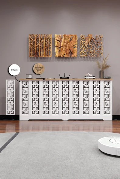 BAGAX Assos Model, Beyaz Üstü Çam Renk, 116 cm Petek Kaplama, Dresuar - Resim 2