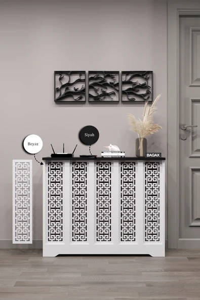 BAGAX Karatay Model, Beyaz Üstü Siyah Renk,iç Ölçü 96 Cm Dış Ölçü 100 Cm Petek Kaplama, Dresuar ürün görseli