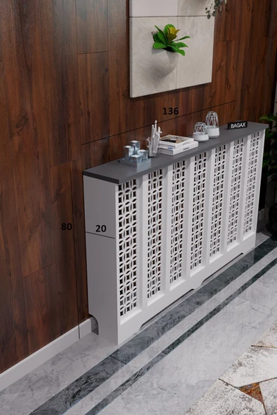 BAGAX Ayasofya Model, Beyaz Üstü Antrasit Renk,iç Ölçü 136 Cm Dış Ölçü 140 Cm Petek Kaplama, Dresuar - Resim 2