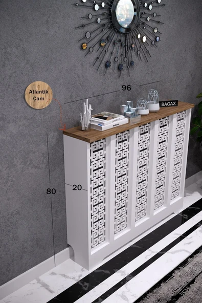 BAGAX Karatay Model, Beyaz Üstü Çam Renk,iç Ölçü 96 Cm Dış Ölçü 100 Cm Petek Kaplama, Dresuar ürün görseli