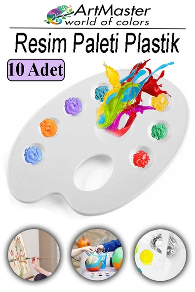 Resim Paleti 10 Adet Plastik Boyama Paleti Godeli Ressam Paleti Akrilik Boya Guaj Boya Suluboya Resim Yapma Boya Paleti ürün görseli