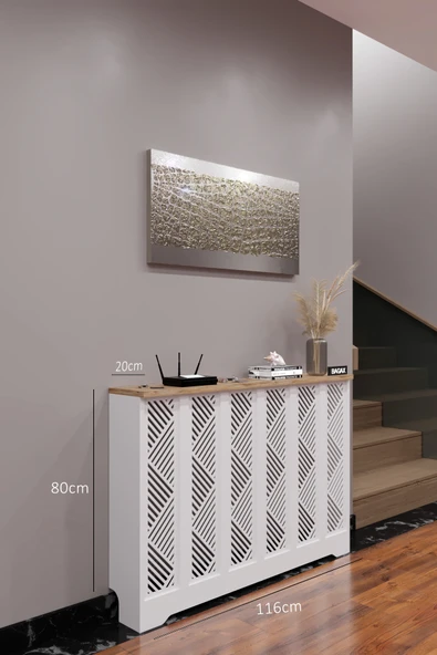 BAGAX Gordion Model, Beyaz Üstü Çam Renk,iç Ölçü 116 Cm Dış Ölçü 120 Cm Petek Kaplama, Dresuar ürün görseli