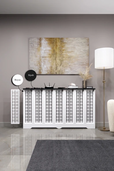 BAGAX Truva Model, Beyaz Üstü Siyah Renk,iç Ölçü 136 Cm Dış Ölçü 140 Cm Petek Kaplama, Dresuar ürün görseli