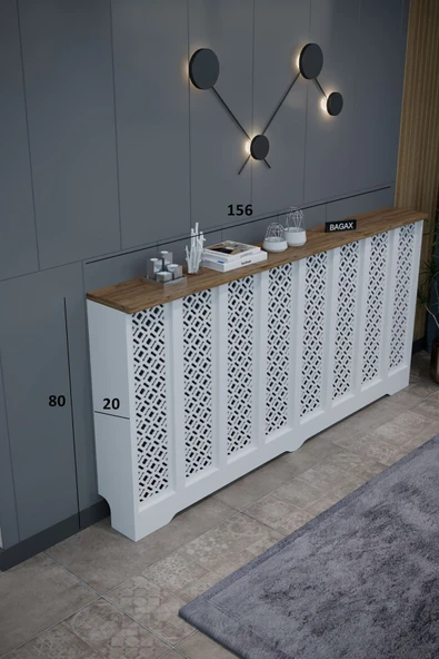 BAGAX Pera Model, Beyaz Üstü Çam Renk,iç Ölçü 156 Cm Dış Ölçü 160 Cm Petek Kaplama, Dresuar ürün görseli