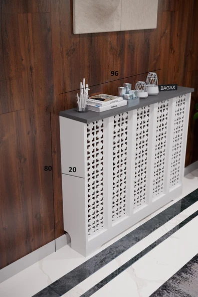 BAGAX Truva Model, Beyaz Üstü Antrasit Renk,iç Ölçü 96 Cm Dış Ölçü 100 Cm Petek Kaplama, Dresuar - Resim 2