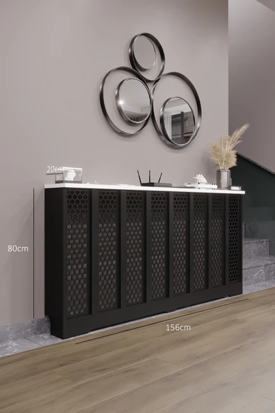 BAGAX Bodrum Model, Siyah Üstü Beyaz Renk,iç Ölçü 156 Cm Dış Ölçü 160 Cm Petek Kaplama, Dresuar ürün görseli