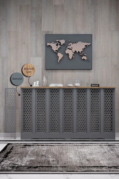 BAGAX Bodrum Model, Antrasit Üstü Çam Renk,iç Ölçü 136 Cm Dış Ölçü 140 Cm Petek Kaplama, Dresuar ürün görseli