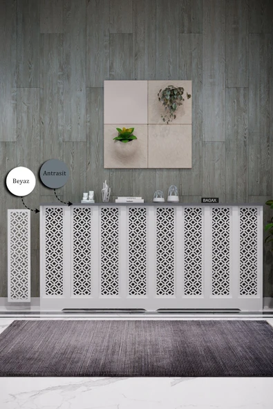 BAGAX Pera Model, Beyaz Üstü Antrasit Renk,iç Ölçü 156 Cm Dış Ölçü 160 Cm Petek Kaplama, Dresuar ürün görseli