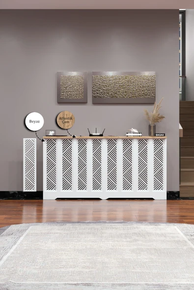 BAGAX Gordion Model, Beyaz Üstü Çam Renk,iç Ölçü 156 Cm Dış Ölçü 160 Cm Petek Kaplama, Dresuar - Resim 2