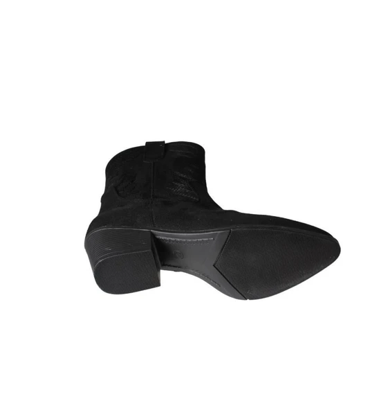 YAZKIŞ Kadın Siyah Taba Süet Üzeri Desenli 5cm Kalın Topuk Kovboy Botu - Resim 10