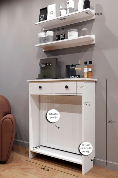 BAGAX ORİON ÇİFT KAPAKLI PETEK KAHVE KÖŞESİ DRESUAR 2 ADET RAF HEDİYE - Resim 3