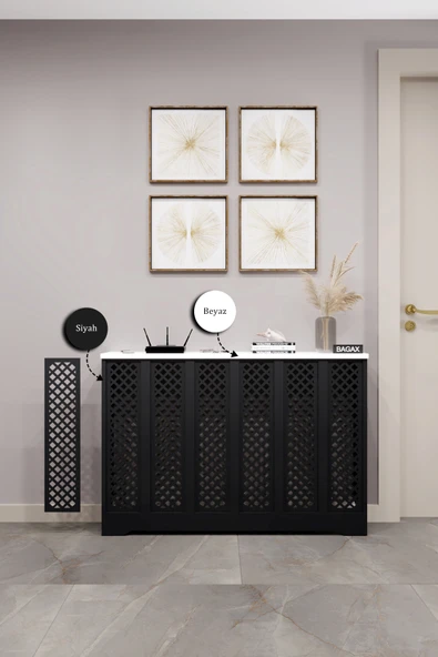 BAGAX Perge Model, Siyah Üstü Beyaz Renk,iç Ölçü 116 Cm Dış Ölçü 120 Cm Petek Kaplama, Dresuar - Resim 2