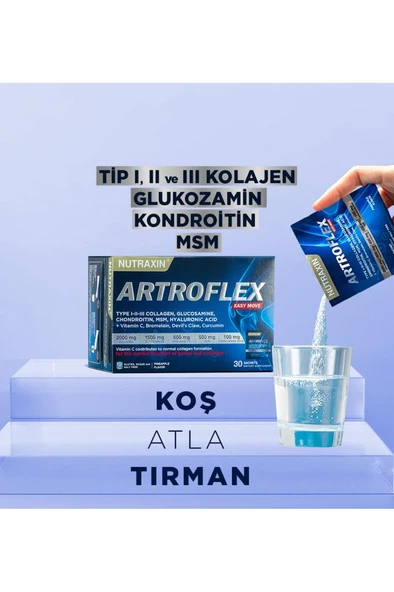 Nutraxin Artroflex Easy Move 30 Saşe – Tip 1-2-3 Kolajen, Glukozamin, MSM, Kondroitin İçeren Takviye - Resim 4