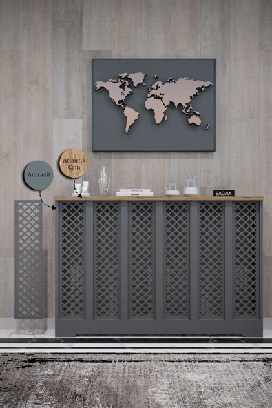 BAGAX Zeugma Model, Antrasit Üstü Atlantik Çam Renk,iç Ölçü 116 Cm Dış Ölçü 120 Cm Petek Kaplama, Dresuar ürün görseli