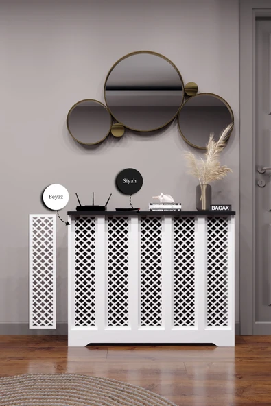 BAGAX Zeugma Model, Beyaz Üstü Siyah Renk,iç Ölçü 96 Cm Dış Ölçü 100 Cm Petek Kaplama, Dresuar - Resim 2