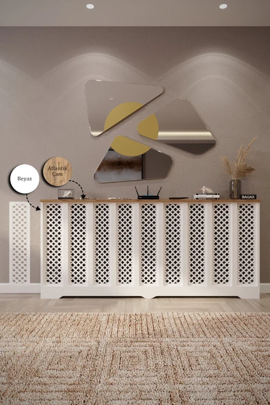 BAGAX Perge Model, Beyaz Üstü Çam Renk,iç Ölçü 176 Cm Dış Ölçü 180 Cm Petek Kaplama, Dresuar - Resim 3