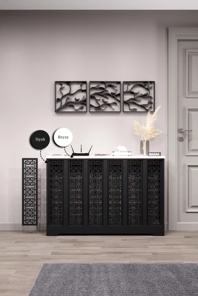 BAGAX Karatay Model, Siyah Üstü Beyaz Renk,iç Ölçü 116 Cm Dış Ölçü 120 Cm Petek Kaplama, Dresuar - Resim 2