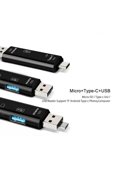 Micro Usb -type C - Usb Telefon Adaptörü Micro Sd/usb Okuyucu Dönüştürücü 16 gb kart hedıye - Resim 6
