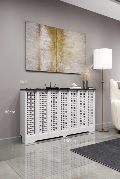 BAGAX Truva Model, Beyaz Üstü Siyah Renk,iç Ölçü 136 Cm Dış Ölçü 140 Cm Petek Kaplama, Dresuar - Resim 2