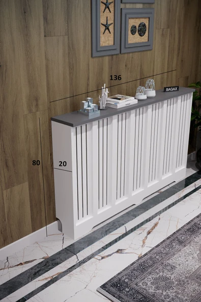 BAGAX Efes Model, Beyaz Üstü Antrasit Renk,iç Ölçü 136 Cm Dış Ölçü 140 Cm Petek Kaplama, Dresuar - Resim 2