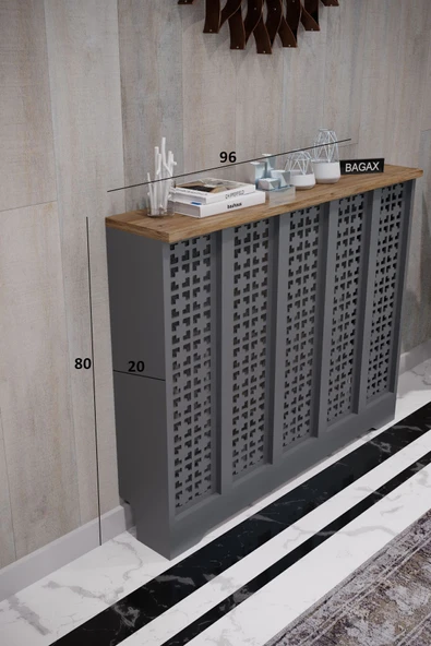 BAGAX Truva Model, Antrasit Üstü Çam Renk,iç Ölçü 96 Cm Dış Ölçü 100 Cm Petek Kaplama, Dresuar - Resim 2