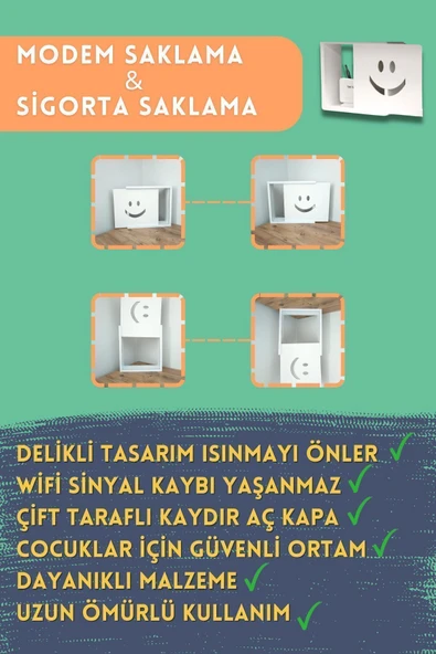 BAGAX Gülen Yüz Desenli Modem/sigorta Saklama Kutusu, 40cm X 33cm - Resim 4