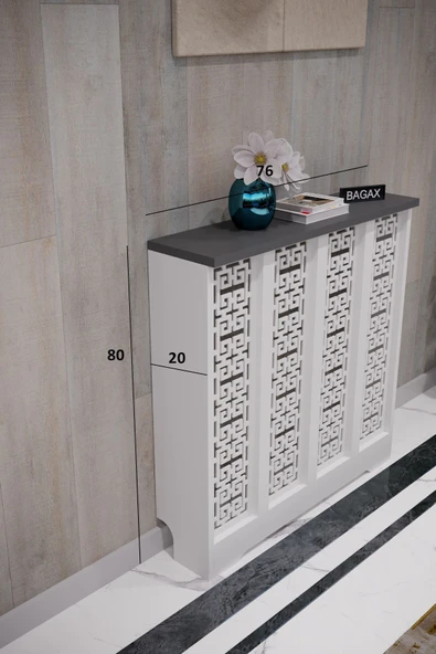 BAGAX Karatay Model, Beyaz Üstü Antrasit Renk,iç Ölçü 76 Cm Dış Ölçü 80 Cm Petek Kaplama, Dresuar - Resim 2